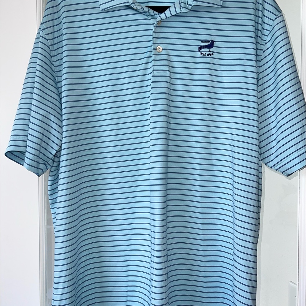 Peter Millar Summer Comfort Light Blue Striped Polo Shirt